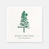 Waterverf Pine Tree Modern Christmas Servet (Voorkant)