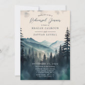 Waterverf Pine Tree Mountain Rehearsal Dinner Kaart (Voorkant)