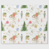  Waterverf Pine Tree Notenkraker Kerst Cadeaupapier (Vlak)