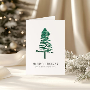 Waterverf Pine Tree Photo Business Christmas Feestdagen Kaart