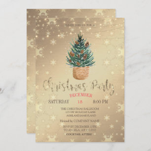 Waterverf Pine Tree, Pine Cones kerstparty Kaart