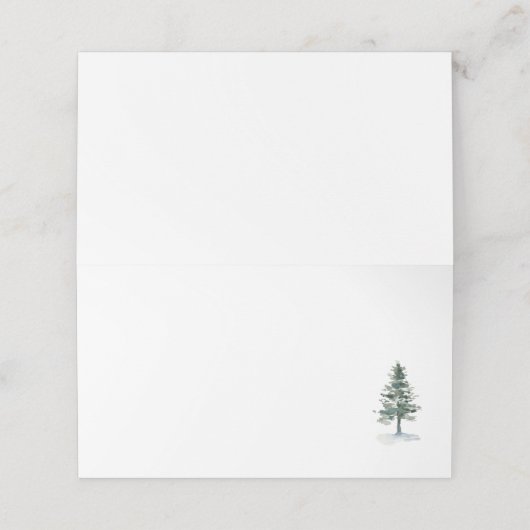 Waterverf Pine Tree Place Card (Buitenkant ongevouwen)