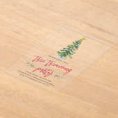Waterverf Pine Tree Trimming Holiday Party Acryl Uitnodigingen (Laagn)