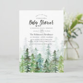 Waterverf Pine Trees Baby shower Kaart (Staand voorkant)