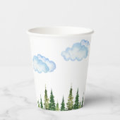 Waterverf Pine Trees Buurt Block Party Papieren Bekers (Achterkant)