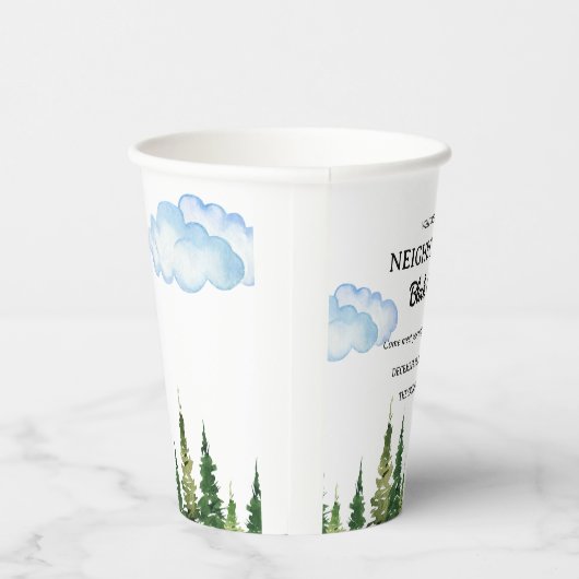 Waterverf Pine Trees Buurt Block Party Papieren Bekers (Rechts)