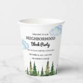 Waterverf Pine Trees Buurt Block Party Papieren Bekers (Voorkant)