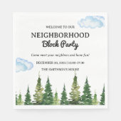 Waterverf Pine Trees Buurt Block Party Servet (Voorkant)