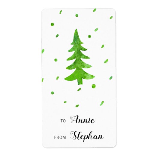 Waterverf Pine Trees Etiket (Voorkant)