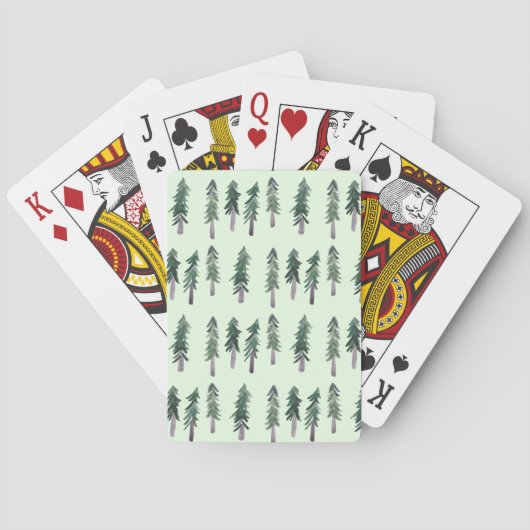 Waterverf Pine Trees Forest Pattern Pokerkaarten (Achterkant)