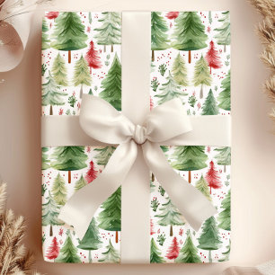 Waterverf Pine Trees Holiday Wrapping Paper Roll Cadeaupapier