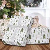 Waterverf Pine Trees kerstcadeaupapier Cadeaupapier