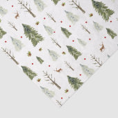 Waterverf Pine Trees kerstcadeaupapier Tissuepapier (Detail)