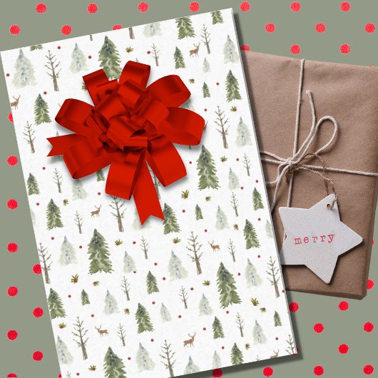 Waterverf Pine Trees kerstcadeaupapier Tissuepapier