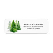 Waterverf Pine Trees | Kerstlabel Etiket (Voorkant)