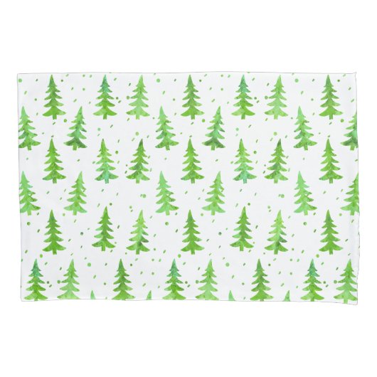 Waterverf Pine Trees Kussensloop (Voorkant)