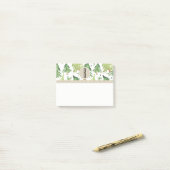 Waterverf Pine Trees Modern Rustic Monogram Kraft Post-it® Notes (Op bureau)