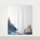 Waterverf Pine Trees Mountain, Landscape Wandkleed (Voorkant)