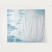 Waterverf Pine Trees Mountain Wandkleed (Voorkant (horizontaal))