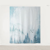 Waterverf Pine Trees Mountain Wandkleed (Voorkant)