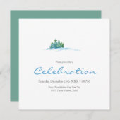 Waterverf Pine Trees Snowscape Invitation Kaart (Voorkant / Achterkant)