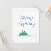 Waterverf Pine Trees Snowscape Kaart (Voorkant / Achterkant in situ)