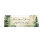 Waterverf Pine Trees Woodland Retouradres Etiket (Voorkant)