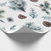 Waterverf Pinecone Sprigs Kerstmis Cadeaupapier (Hoek)