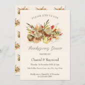 Waterverf Pinecone Thanksgiving Dinner Invitation Kaart (Voorkant / Achterkant)