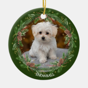 Waterverf Pinecone Wreath Pet Foto Keramisch Ornament