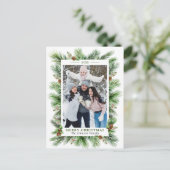 Waterverf Pines Branch-kerstfeestdag Briefkaart (Staand voorkant)