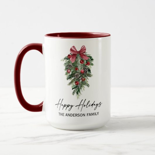 Waterverf Pines Calligrafie Ink Holiday Grote Mok (Links)