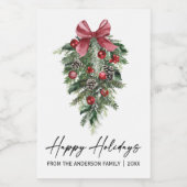 Waterverf Pines Calligraphy Ink Holiday Mini Wijn Etiket (Enkel label)