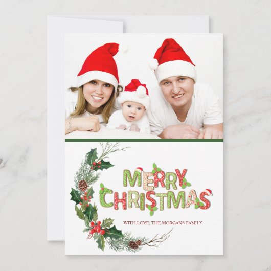 Waterverf PineTree Branches Foto met prettig kerst (Voorkant)