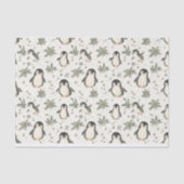 Waterverf Pinguïn Kerstpatroon Tissuepapier (Voorkant)