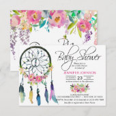 Waterverf Pink Boho Dreamcatcher Baby shower Kaart (Voorkant / Achterkant)