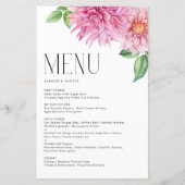 Waterverf Pink Dahlia Flowers Floral Menu Kaart (Voorkant)