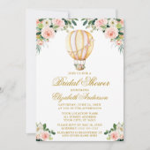 Waterverf Pink Floral Ballon Gold Vrijgezellenfees Kaart (Voorkant)