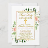 Waterverf Pink Floral Greenery Fotocommunie Kaart (Achterkant)