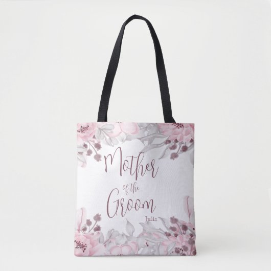 Waterverf Pink Floral Moeder van Groom Draagtas (Voorkant)