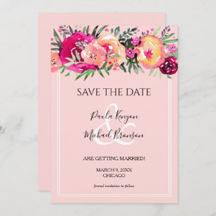 Waterverf Pink Floral Wedding