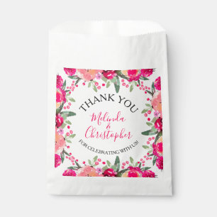 Waterverf Pink Floral Wedding Bedankzakje