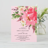 Waterverf Pink Floral Wedding Invitations (Staand voorkant)