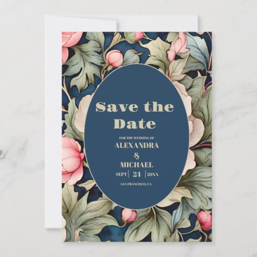 Waterverf Pink Floral Wedding Save The Date (Voorkant)