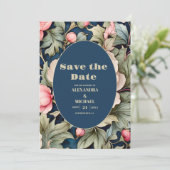 Waterverf Pink Floral Wedding Save The Date (Staand voorkant)
