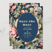 Waterverf Pink Floral Wedding Save The Date (Voorkant / Achterkant)