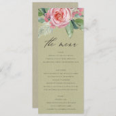 WATERVERF PINK FLOWER GREEN FOLIAGE MENU (Voorkant / Achterkant)