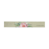 WATERVERF PINK FLOWER GREEN FOLIAGE MONOGRAM ADRESLABEL WIKKEL (Individueel)