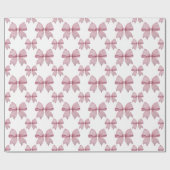Waterverf Pink Gingham Bow Cadeaupapier (Vlak)