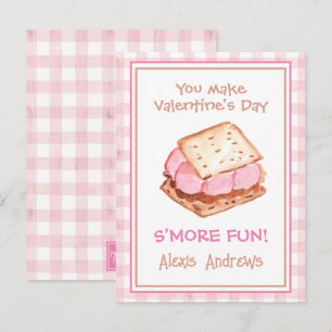 Waterverf Pink Gingham's mores Valentijns Kaarten